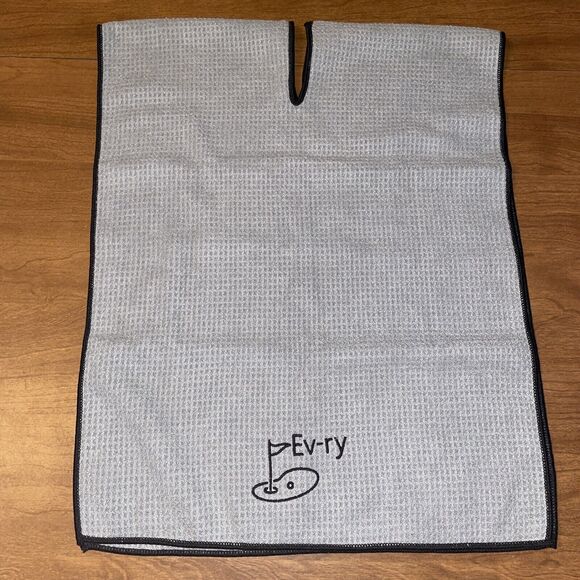 Clothlete Split Golf Bag Towel Ev-ry Logo 15 X 40 Inches Gray Waffle Weave - Picture 1 of 11